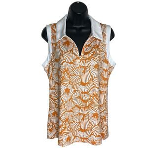 Tommy Bahama Golf Polo Shirt Womens L Sleeveless Tennis Pickleball UPF 50 Preppy